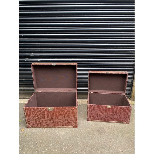 230 - A pair of Faux snakeskin storage cases/boxes