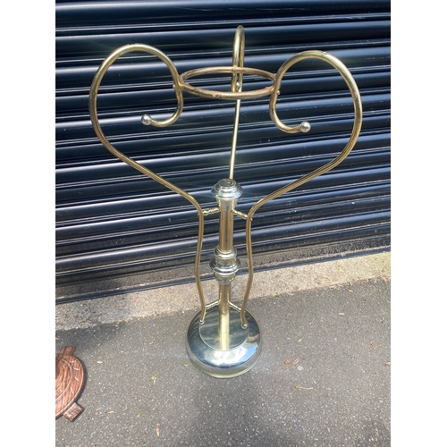 239 - Mid century metal plant stand and Small wooden table