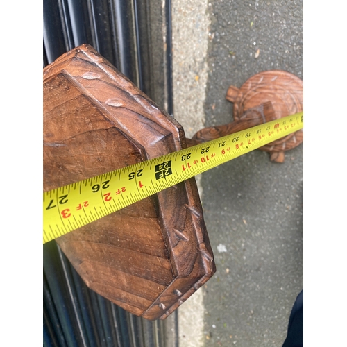 239 - Mid century metal plant stand and Small wooden table