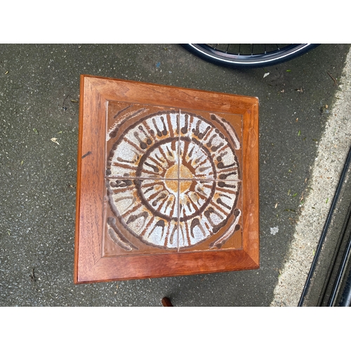 245 - Mid century teak tiled top nest of tables.