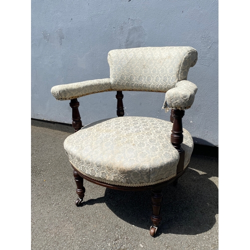 258 - Antique upholstered tub chair