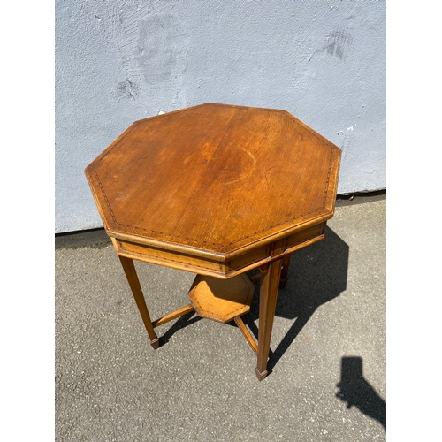 259 - Vintage octagonal inlaid side table.