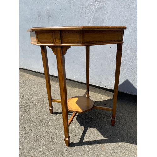 259 - Vintage octagonal inlaid side table.