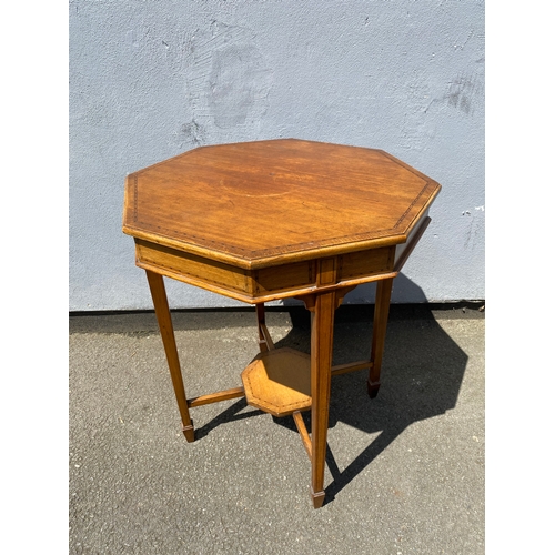 259 - Vintage octagonal inlaid side table.