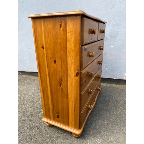 260 - Pine two over four chest of drawers and a matching three drawer bedside table