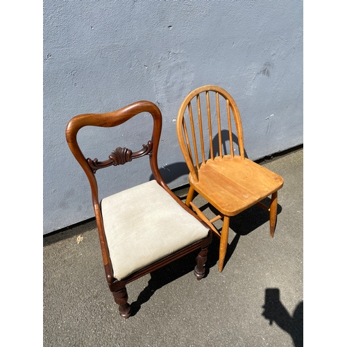 271 - A Mid century blonde Ercol chair and Antique ballon back mahogany upholstered chair.