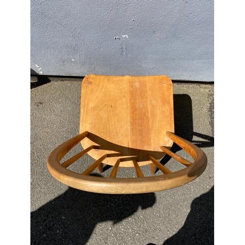 271 - A Mid century blonde Ercol chair and Antique ballon back mahogany upholstered chair.