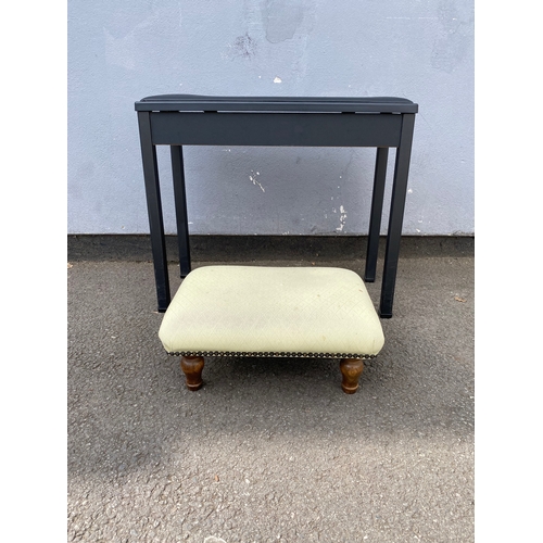 283 - Yamaha piano stool and a vintage upholstered footstool.