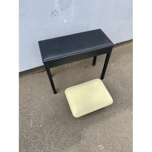 283 - Yamaha piano stool and a vintage upholstered footstool.