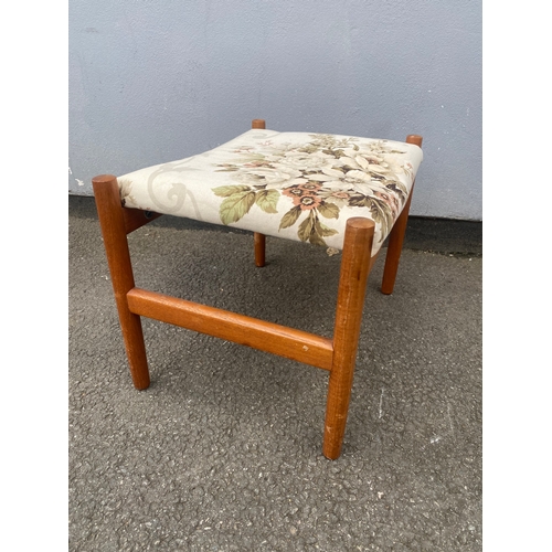 285 - Small upholstered chair and a danish teak foot rest