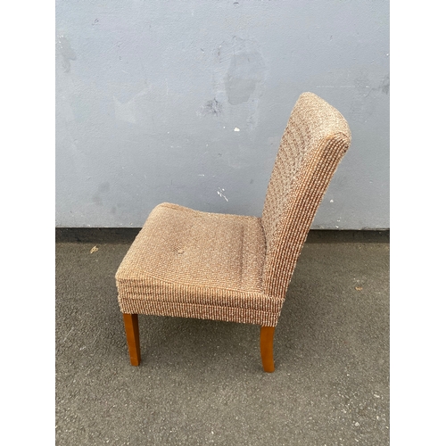 285 - Small upholstered chair and a danish teak foot rest