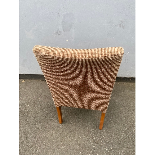 285 - Small upholstered chair and a danish teak foot rest