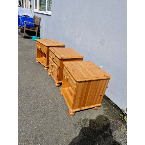 298 - Three pine bedside tables