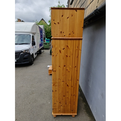 300 - Large Bellamy Ducal Pine double wardrobe and over head storage compartment