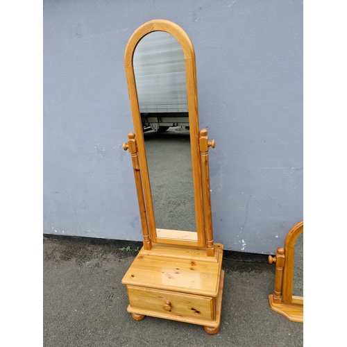 301 - Two pine mirrors including full length vanity mirror