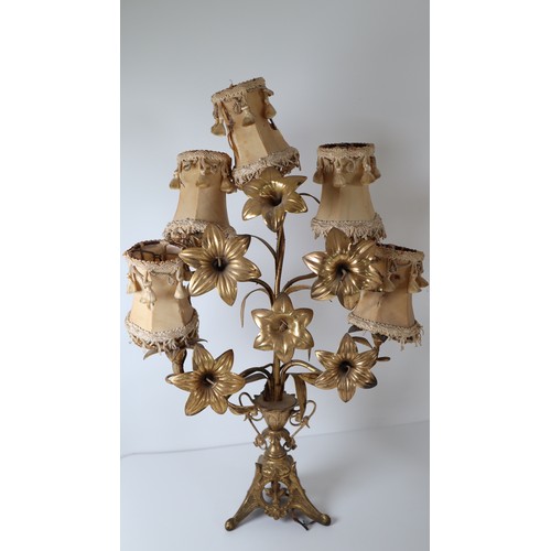 22 - Pair of Early 20th Century French Gilt Bronze Floral Church Candelabras - 54cm