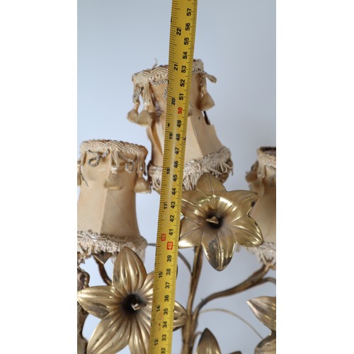 22 - Pair of Early 20th Century French Gilt Bronze Floral Church Candelabras - 54cm