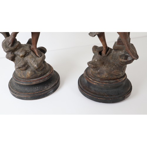 27 - Early 20th Century Pair of spelt metal souvenir figurines - 42cm