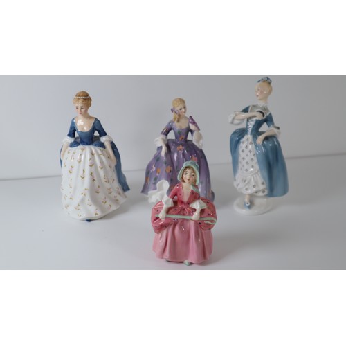 30 - Four Royal Doulton Porcelain Figures - Alison HN 2336, Bo Peep HN 1811, Nicola HN2839, Masquerade HN... 