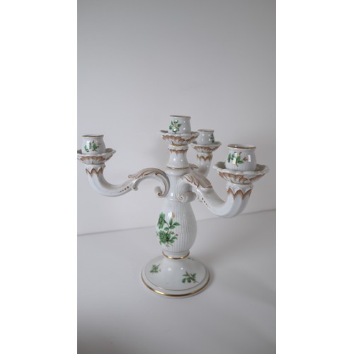 32 - 20th Century Heinrich Germany porcelain with hand painted green floral motif  including candelabra ,... 