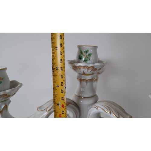 32 - 20th Century Heinrich Germany porcelain with hand painted green floral motif  including candelabra ,... 