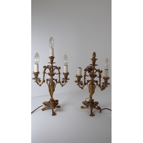 40 - Pair of 20th Century Brass Candelabras - 48cm - untested