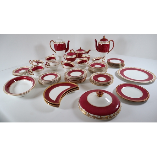 41 - Quanity of Wedgwood Bone China Breakfast Service W3994 Powder Ruby Band Part complete + other