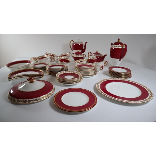 41 - Quanity of Wedgwood Bone China Breakfast Service W3994 Powder Ruby Band Part complete + other