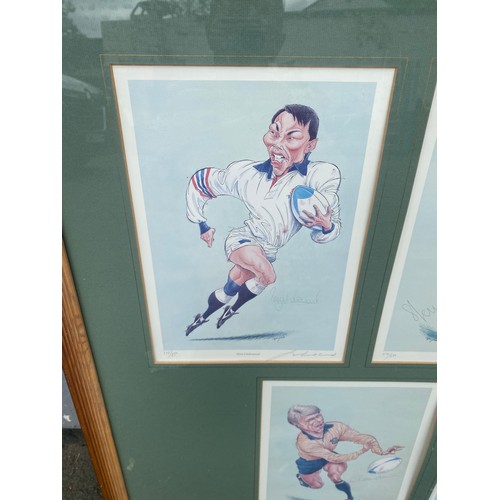 17 - Hand-Signed and framed limited edition prints of former Rugby Legends Rory Underwood, Philippe Sella... 