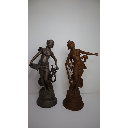 45 - Two vintage gilt spelter classical figures -45cm