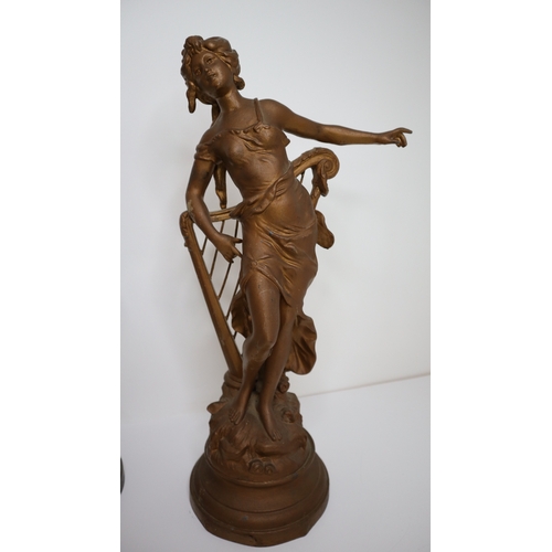 45 - Two vintage gilt spelter classical figures -45cm