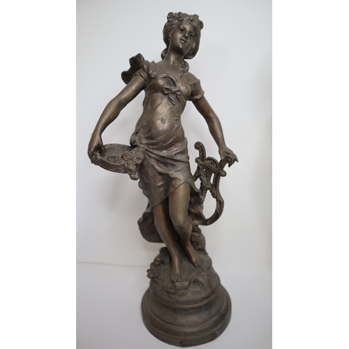 45 - Two vintage gilt spelter classical figures -45cm