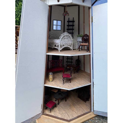 305 - Dolls House in manner of a New England Lighthouse with furniture, hand crafted by Dreams can come tr... 