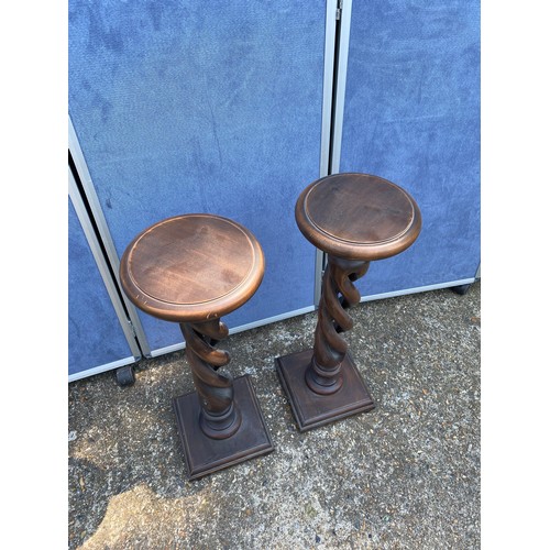 306 - Pair of barley twist lamp / pot stands  stands - 72cm