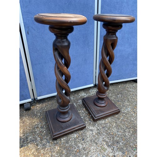 306 - Pair of barley twist lamp / pot stands  stands - 72cm