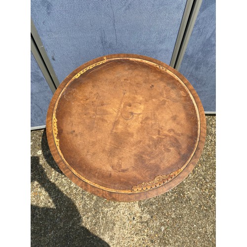 307 - Vintage Leather top Mahogany drum side table - 50cm x 70cm