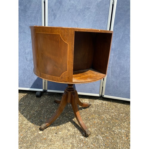 307 - Vintage Leather top Mahogany drum side table - 50cm x 70cm