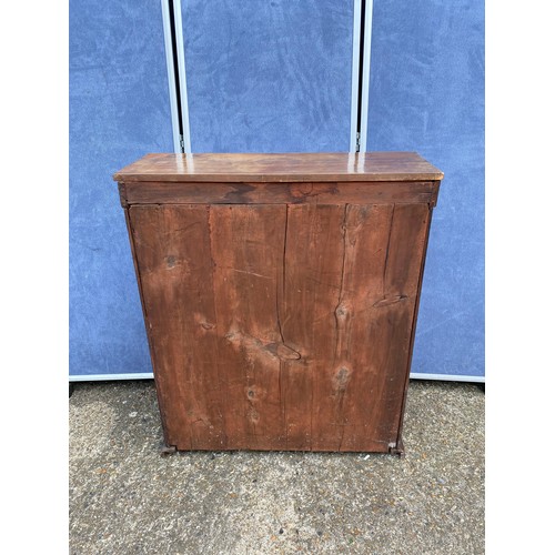 309 - Regency Mahogany Side cabinet with brass grills enclosing shelving 73cm x 23cm x 93cm