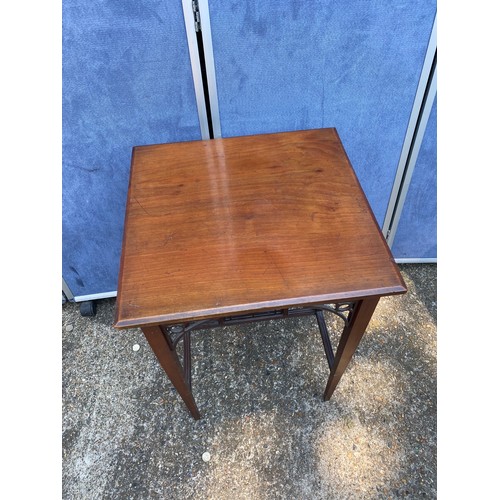 310 - 19th century Mahogany side table with ornate cartwheel stretcher  50cm x 52cm x 71cm