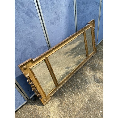 312 - Regency Gilt wood triple over mantle mirror 150cm x 73cm