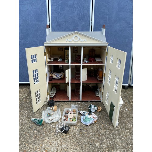 314 - Georgian Dolls House, with furniture & accessories 66cm x 33cm x 91cm