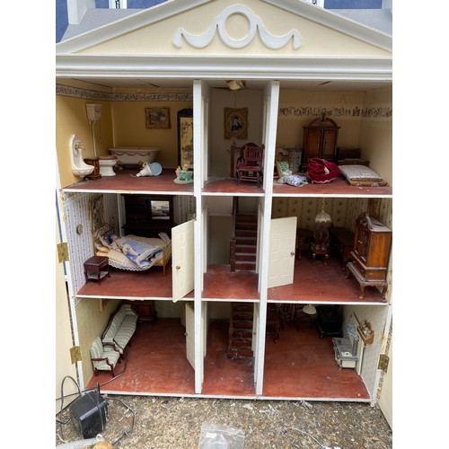 314 - Georgian Dolls House, with furniture & accessories 66cm x 33cm x 91cm