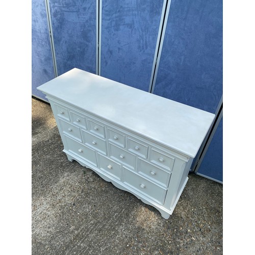 315 - Vintage White French Bank of 13 Drawers 120cm x 86 x 40cm