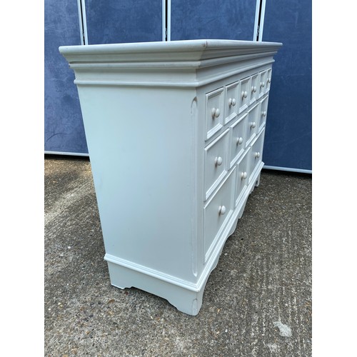 315 - Vintage White French Bank of 13 Drawers 120cm x 86 x 40cm