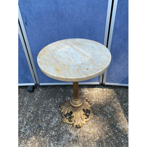 318 - Antique Circular Marble top side table on gilded pedestal base 36cm x 54cm