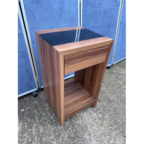 322 - Modern bedside table with glass insert.