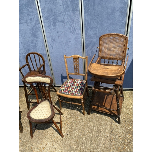 325 - A collection of small vintage chairs.