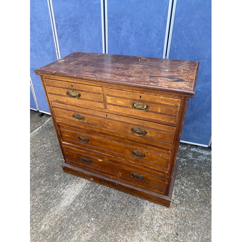 331 - Antique Oak two over three chest of drawers