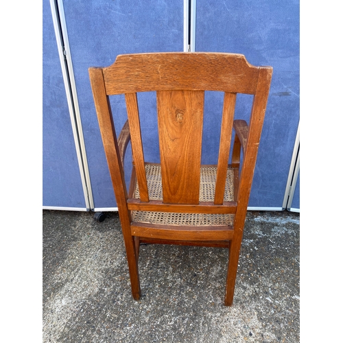 337 - Arts & Crafts Oak Rush Seat Chair