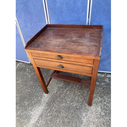 338 - Antique Oak Two draw Bistro side table - 76cm x 58cm x 96cm